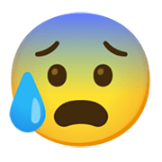 Emoji 😰 Faccina Blu Sudata su Google Android 12.0.