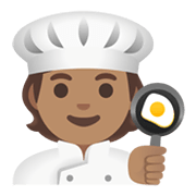 Emoji 🧑🏽‍🍳 Persona Che Cucina: Carnagione Olivastra su Google Android 12.0.
