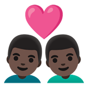 👨🏿‍❤️‍👨🏿 Emoji Liebespaar - Mann: dunkle Hautfarbe, Mann: dunkle Hautfarbe Google Android 12.0.