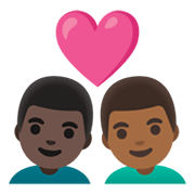 👨🏿‍❤️‍👨🏾 Emoji Liebespaar - Mann: dunkle Hautfarbe, Mann: mitteldunkle Hautfarbe Google Android 12.0.