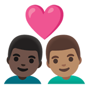 👨🏿‍❤️‍👨🏽 Emoji Liebespaar - Mann: dunkle Hautfarbe, Mann: mittlere Hautfarbe Google Android 12.0.