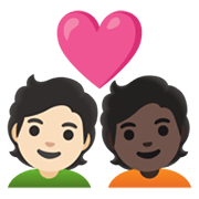 🧑🏻‍❤️‍🧑🏿 Emoji Casal Apaixonado: Pessoa, Pessoa, Pele Clara, Pele Escura na Google Android 12.0.