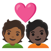 🧑🏾‍❤️‍🧑🏿 Emoji Casal Apaixonado: Pessoa, Pessoa, Pele Morena Escura, Pele Escura na Google Android 12.0.