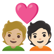 Emoji 🧑🏼‍❤️‍🧑🏻 Coppia Con Cuore: persona, persona, Carnagione Abbastanza Chiara, Carnagione Chiara su Google Android 12.0.