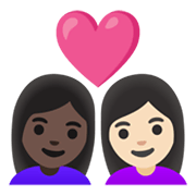 👩🏿‍❤️‍👩🏻 Emoji Pareja Enamorada - Mujer: Tono De Piel Oscuro, Mujer: Tono De Piel Claro en Google Android 12.0.
