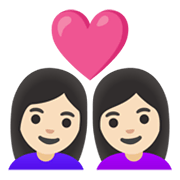 Emoji 👩🏻‍❤️‍👩🏻 Coppia Con Cuore - Donna: Carnagione Chiara, Donna: Carnagione Chiara su Google Android 12.0.