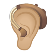 🦻🏼 Emoji Ohr mit Hörhilfe: mittelhelle Hautfarbe Google Android 12.0.