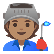 🧑🏽‍🏭 Emoji Fabrikarbeiter(in): mittlere Hautfarbe Google Android 12.0.