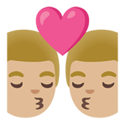 👨🏼‍❤️‍💋‍👨🏼 Emoji sich küssendes Paar - Mann: mittelhelle Hautfarbe, Mann: mittelhelle Hautfarbe Google Android 12.0.
