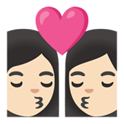 👩🏻‍❤️‍💋‍👩🏻 Emoji sich küssendes Paar - Frau: helle Hautfarbe, Frau: helle Hautfarbe Google Android 12.0.