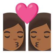 👩🏾‍❤️‍💋‍👩🏾 Emoji sich küssendes Paar - Frau: mitteldunkle Hautfarbe, Frau:mitteldunkle Hautfarbe Google Android 12.0.