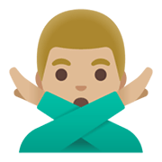 Émoji 🙅🏼‍♂️ Homme Faisant Un Geste D’interdiction : Peau Moyennement Claire sur Google Android 12.0.