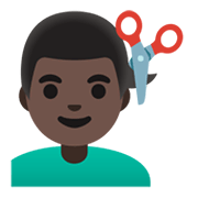 💇🏿‍♂️ Emoji Mann beim Haareschneiden: dunkle Hautfarbe Google Android 12.0.