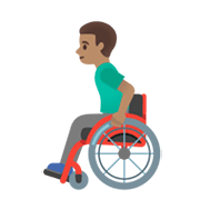 👨🏽‍🦽 Emoji Mann in manuellem Rollstuhl: mittlere Hautfarbe Google Android 12.0.