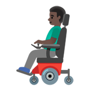 👨🏿‍🦼 Emoji Mann in elektrischem Rollstuhl: dunkle Hautfarbe Google Android 12.0.