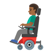 👨🏾‍🦼 Emoji Mann in elektrischem Rollstuhl: mitteldunkle Hautfarbe Google Android 12.0.
