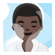 Emoji 🧖🏿‍♂️ Uomo In Sauna: Carnagione Scura su Google Android 12.0.