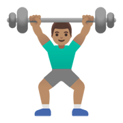 🏋🏽‍♂️ Emoji Homem Levantando Peso: Pele Morena na Google Android 12.0.