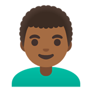 Émoji 👨🏾‍🦱 Homme : Peau Mate Et Cheveux Bouclés sur Google Android 12.0.