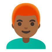 👨🏾‍🦰 Emoji Hombre: Tono De Piel Oscuro Medio Y Pelo Pelirrojo en Google Android 12.0.