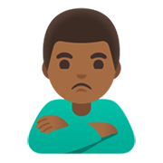 🙎🏾‍♂️ Emoji Homem Fazendo Bico: Pele Morena Escura na Google Android 12.0.