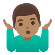 Emoji 🤷🏽‍♂️ Uomo Che Scrolla Le Spalle: Carnagione Olivastra su Google Android 12.0.