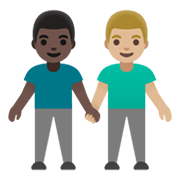 Emoji 👨🏿‍🤝‍👨🏼 Due Uomini Che Si Tengono Per Mano: Carnagione Scura E Carnagione Abbastanza Chiara su Google Android 12.0.