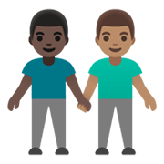 👨🏿‍🤝‍👨🏽 Emoji Dois Homens De Mãos Dadas: Pele Escura E Pele Morena na Google Android 12.0.
