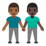 Emoji 👨🏾‍🤝‍👨🏿 Due Uomini Che Si Tengono Per Mano: Carnagione Abbastanza Scura E Carnagione Scura su Google Android 12.0.