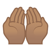 Emoji 🤲🏽 Mani Unite In Alto: Carnagione Olivastra su Google Android 12.0.