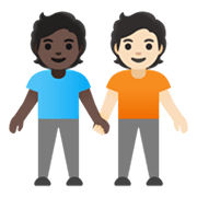 🧑🏿‍🤝‍🧑🏻 Emoji sich an den Händen haltende Personen: dunkle Hautfarbe, helle Hautfarbe Google Android 12.0.