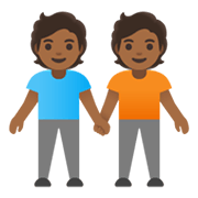 Émoji 🧑🏾‍🤝‍🧑🏾 Deux Personnes Se Tenant La Main : Peau Mate sur Google Android 12.0.