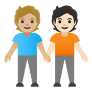 Émoji 🧑🏼‍🤝‍🧑🏻 Deux Personnes Se Tenant La Main : Peau Moyennement Claire Et Peau Claire sur Google Android 12.0.