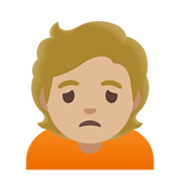 🙍🏼 Emoji missmutige Person: mittelhelle Hautfarbe Google Android 12.0.