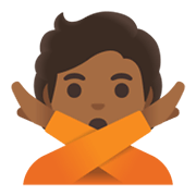 🙅🏾 Emoji Pessoa Fazendo Gesto De «não»: Pele Morena Escura na Google Android 12.0.