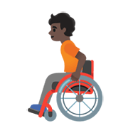 🧑🏿‍🦽 Emoji Person in manuellem Rollstuhl: dunkle Hautfarbe Google Android 12.0.