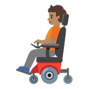 🧑🏽‍🦼 Emoji Person in motorisiertem Rollstuhl: mittlere Hautfarbe Google Android 12.0.