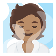 Emoji 🧖🏽 Persona In Sauna: Carnagione Olivastra su Google Android 12.0.