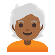🧑🏾‍🦳 Emoji Erwachsener: mitteldunkle Hautfarbe, weißes Haar Google Android 12.0.