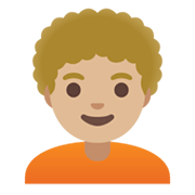 🧑🏼‍🦱 Emoji Erwachsener: mittelhelle Hautfarbe, lockiges Haar Google Android 12.0.
