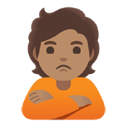 🙎🏽 Emoji Pessoa Fazendo Bico: Pele Morena na Google Android 12.0.