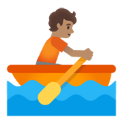 Émoji 🚣🏽 Personne Ramant Dans Une Barque : Peau Légèrement Mate sur Google Android 12.0.