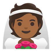 👰🏾 Emoji Noiva: Pele Morena Escura na Google Android 12.0.