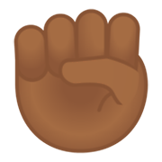 ✊🏾 Emoji erhobene Faust: mitteldunkle Hautfarbe Google Android 12.0.