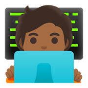 Emoji 🧑🏾‍💻 Persona Esperta Di Tecnologia: Carnagione Abbastanza Scura su Google Android 12.0.