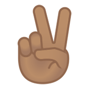✌🏽 Emoji Mão Em V De Vitória: Pele Morena na Google Android 12.0.