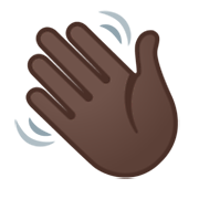 👋🏿 Emoji Mano Saludando: Tono De Piel Oscuro en Google Android 12.0.