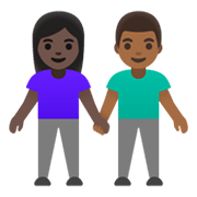 Emoji 👩🏿‍🤝‍👨🏾 Uomo E Donna Che Si Tengono Per Mano: Carnagione Scura E Carnagione Abbastanza Scura su Google Android 12.0.
