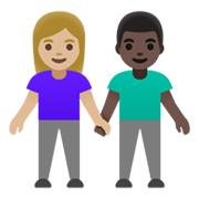 👩🏼‍🤝‍👨🏿 Emoji Mann und Frau halten Hände: mittelhelle Hautfarbe, dunkle Hautfarbe Google Android 12.0.