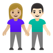 👩🏼‍🤝‍👨🏻 Emoji Mann und Frau halten Hände: mittelhelle Hautfarbe, helle Hautfarbe Google Android 12.0.